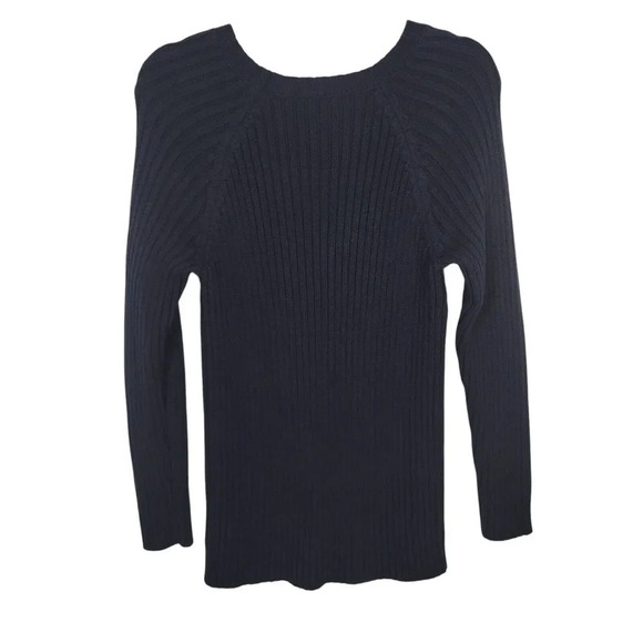 MICHEAL Michael Kors Sweater Womens M Medium Black Cable Knit Gold Zipper Detail - Picture 3 of 4